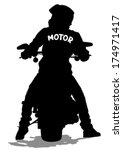 Silhouettes Of Big Motorcycl...