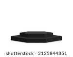 black podium mockup in hexagon... | Shutterstock .eps vector #2125844351