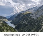 Beautiful mountain landscape just below the Kölnbrein arch dam near the bungee jumping spot in Carinthia, Austria
