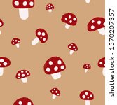 Seamless Pattern  Red Mushroom...