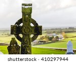 Irish Celtic Cross In Rock Of...