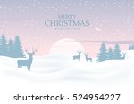Christmas Background With Deers ...