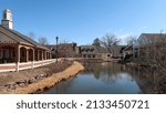 Small photo of FLEMINGTON, NJ, USA - March 4, 2022: Deserted shopping area called, Liberty Village Outlet. 1 Church St, Flemington, NJ 08822. Editorial use only.