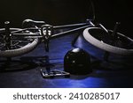 A image of bmx bicycle and helmet