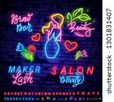 collection neon signs vector.... | Shutterstock .eps vector #1301831407