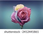Small photo of Hybrid Rose with different colors and justify the difference of nature ,many color involve in it .