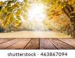 Empty wooden table with autumn...