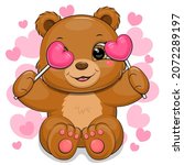 Cute Cartoon Brown Bear With...