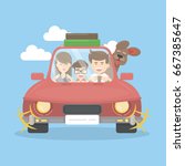 family in car travel | Shutterstock . vector #667385647
