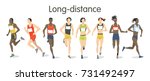 long distance runners. isolated ... | Shutterstock . vector #731492497