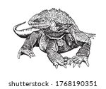graphical hand drawn iguana ... | Shutterstock .eps vector #1768190351