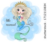 hand drawn cute little mermaid... | Shutterstock .eps vector #1712113834