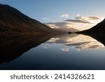Small photo of Loch Etive, NW Highlands, Scotland winter sunset looking south on a very calm day.