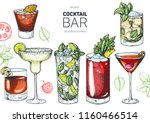 alcoholic cocktails hand drawn... | Shutterstock .eps vector #1160466514