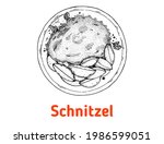 german schnitzel hand drawn... | Shutterstock .eps vector #1986599051
