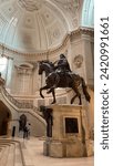 Small photo of Berlin, Germany- February 10, 2022: Inside the Bode Museum there are historical statues. One of them is, the statue of a person riding a horse is very famous in Germany