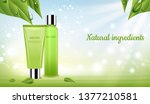 cosmetic set with green leaves... | Shutterstock .eps vector #1377210581