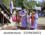 Small photo of Nong Bua Lamphu, Thailand -9 May 2022 : People performing a ceremony to worship a sacred object named Thao Wessuwan. that Thai Buddhists highly regarded in today's Asia, Thailand.