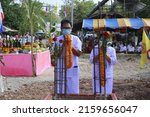 Small photo of Nong Bua Lamphu, Thailand -9 May 2022 : People performing a ceremony to worship a sacred object named Thao Wessuwan. that Thai Buddhists highly regarded in today's Asia, Thailand.