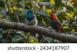 Small photo of Colorful birds flit amongst the foliage.