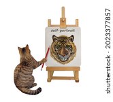 A Beige Cat Artist With A...