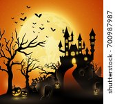 cartoon halloween background... | Shutterstock . vector #700987987