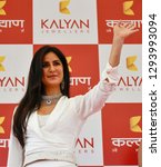 Small photo of Guwahati, Assaam, India.12 August 2018. Bollywood actress Katrina Kaif speaks to her fans as she attends the opening ceremony of Kalyan jewellers showroom in Guwahati.