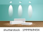 white cube podium  geometry... | Shutterstock .eps vector #1999969454