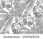 jungle. black and white leaves... | Shutterstock .eps vector #1054569131