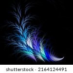 Abstract Fractal Blue Feathery...