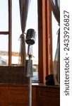 Small photo of vintage mic with vintage background, mic vintage, recording, old mic