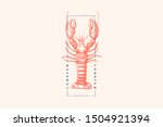 Graphically Drawn Lobster. Hand ...