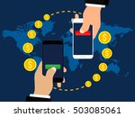 mobile money transfer. sending... | Shutterstock .eps vector #503085061