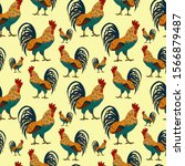 Seamless Pattern With Roosters...