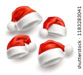 realistic santa hat  cap set.... | Shutterstock .eps vector #1183283041