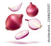 realistic red onion whole bulb  ... | Shutterstock .eps vector #1368625337