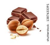 realistic chocolate pieces with ... | Shutterstock .eps vector #1387633391