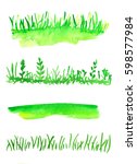 watercolor collection of grass. ... | Shutterstock . vector #598577984