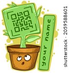 Cartoon Funny Green Plant With...