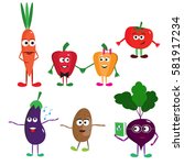 set of funny cartoon vegetables.... | Shutterstock .eps vector #581917234