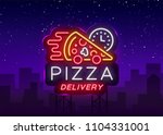 Delivery Pizza Neon Sign. Logo...