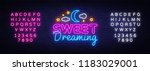 sweet dreaming neon sign vector.... | Shutterstock .eps vector #1183029001