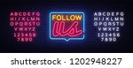 follow us neon text vector.... | Shutterstock .eps vector #1202948227