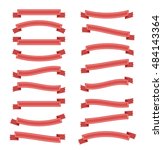 set vector red ribbons on a... | Shutterstock .eps vector #484143364
