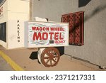 Small photo of Santa Ana, California - USA - October 4, 2023: Wagon Wheel Motel. Wagon Wheel Motel is located in Santa Ana, CA. This is the only Wagon Wheel Motel location in Santa Ana.