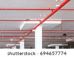 Fire Sprinkler System With Red...