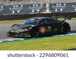 Small photo of Scarperia, 23 March 2023: Audi R8 LMS GT3 EVO II of Team Land Motorsport driven by Stefan Wieninger-Tim Muller-Christopher Mies in action during 12h Hankook Race at Mugello Circuit in Italy.
