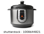 Automatic multicooker and pressure cooker on white background