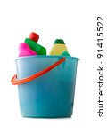 plastic bucket with cleaning... | Shutterstock . vector #91415522