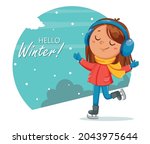 kid skating  cute skater girl... | Shutterstock .eps vector #2043975644